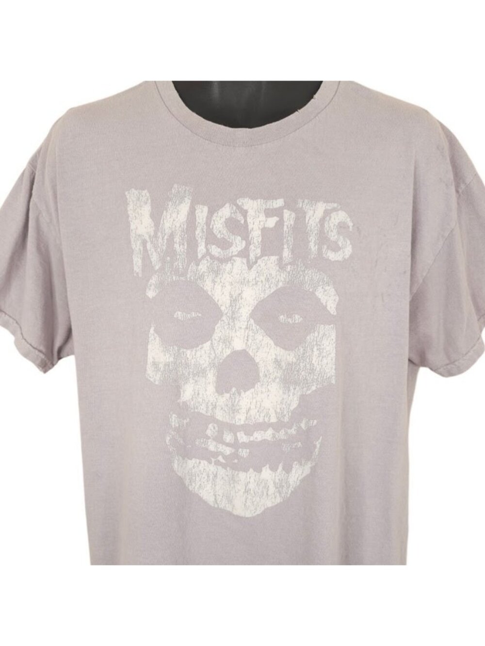 Misfits T Shirt Womens Size Large Purple Distressed OVERSIZED Fit Punk Band Tee